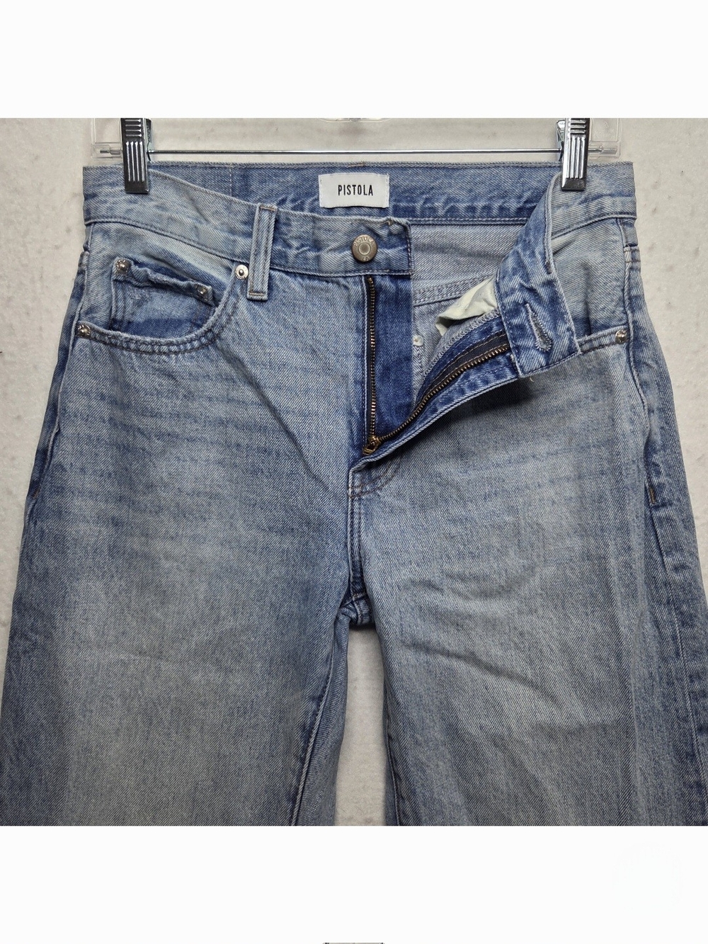 Pistola Lexi Mid Rise Bowed Straight Jean Cotton Bowie Blue Size 26 (28×28)* - Picture 2 of 9